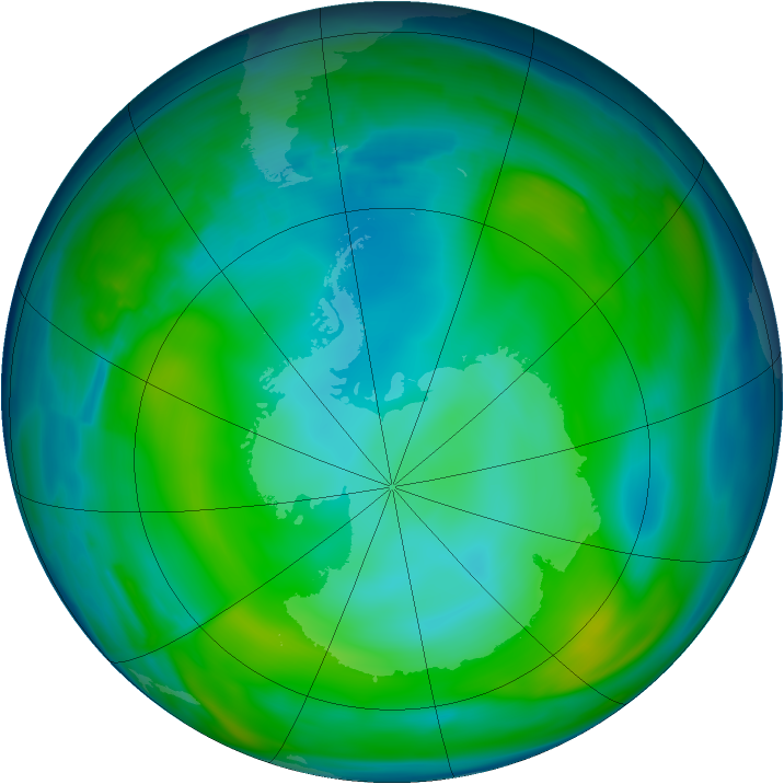 Antarctic ozone map for 22 June 2008